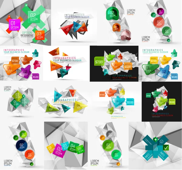 Uppsättning av ljus, papper design alternativ infographic banner mallar — Stock vektor