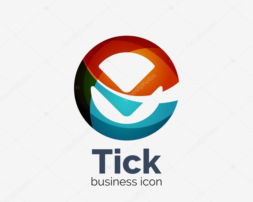 Modern tick abstract wave logo design, business icon. Geometric emblem
