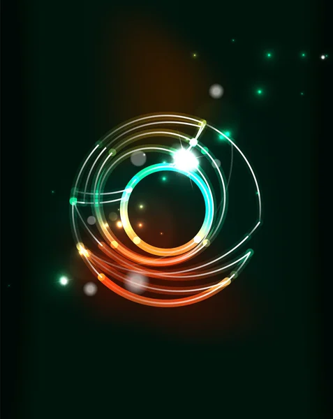 Glowing circle in dark space — Stock Vector