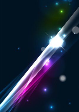 Satırları yıldız ve ışık efektleri ile karanlık uzayda parlayan renk