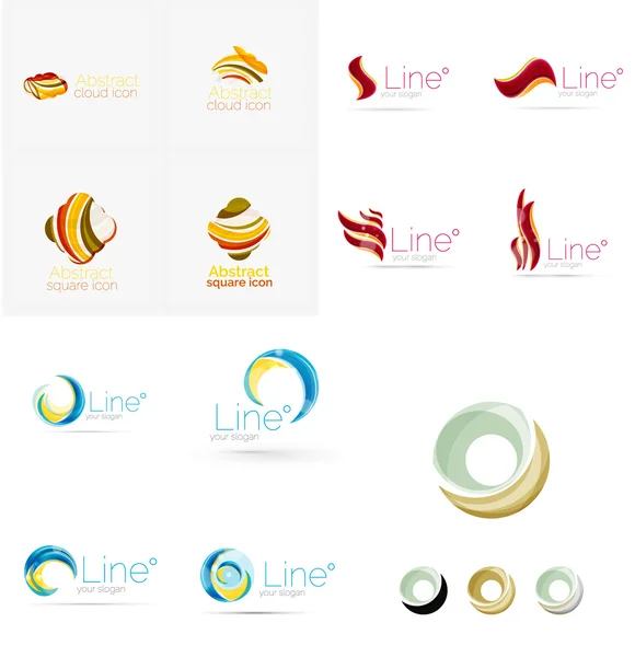 Aantal swirl, golf lijnen, cirkel-logo iconen — Stockvector