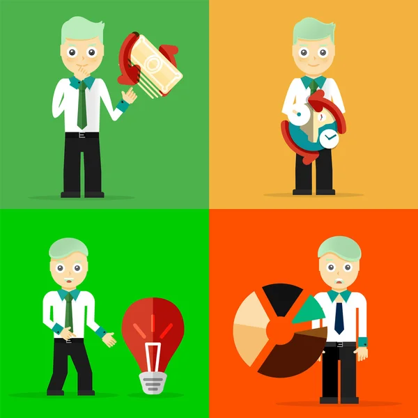 Set of businessman pose character concepts — Stock Vector