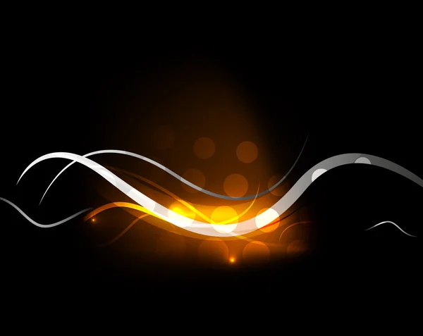 Orange dynamic wave in dark space — Stock Vector