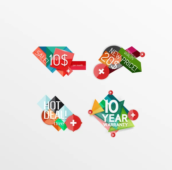 Set etiketten, stickers, banners, — Stockvector