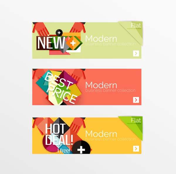 Set van banners met stickers, — Stockvector