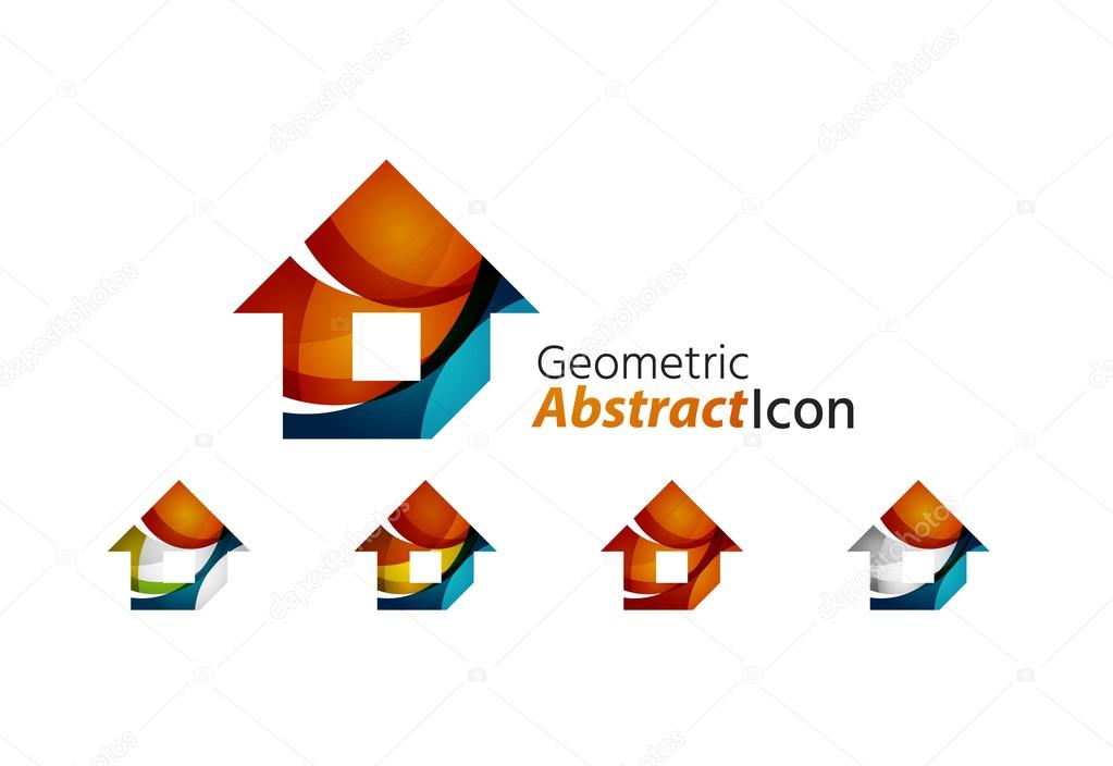 Set of abstract geometric company logo home,