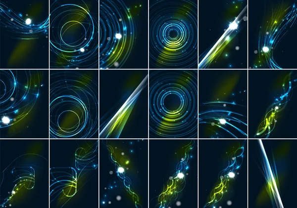 Abstraktní barvy zářící linky v temný prostor s hvězdami a světelné efekty pozadí — Stockový vektor