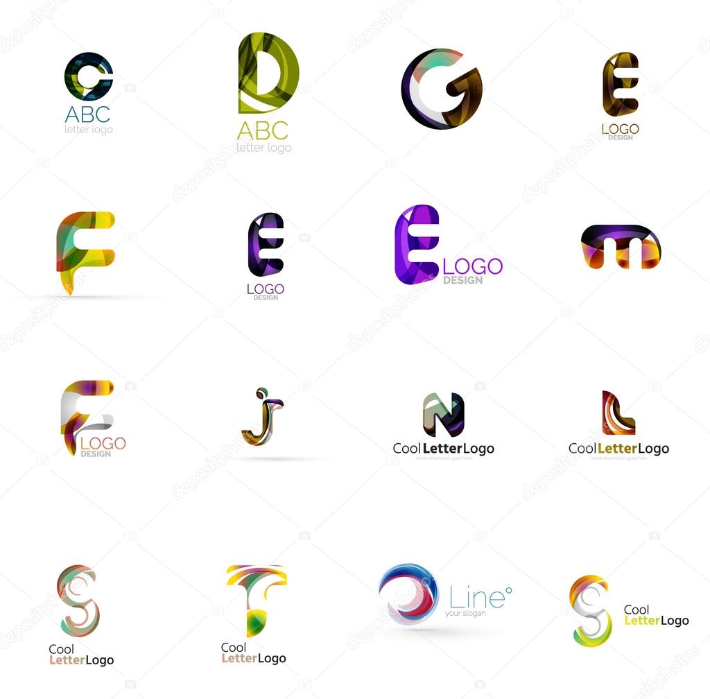 Set of universal company logo ideas, business icon collection Stock