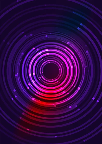 Abstrakt färg glödande linjer i mörkt utrymme med stjärnor och ljuseffekter - futuristiska cirkel — Stock vektor