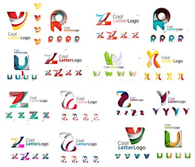 Mega collection of various abstract business emblems - loops, geometric shapes