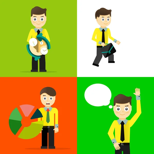 Set of businessman pose character concepts — Stock Vector