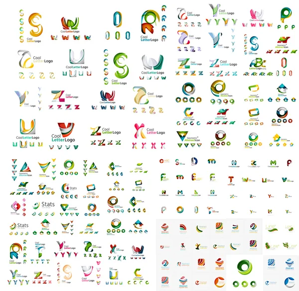 Коллекция мега логотипов, набор абстрактных геометрических значков бизнеса — стоковый вектор