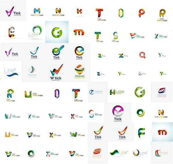 Vector abstracto logotipo de la empresa mega colección, letras de tipo y otros elementos — Archivo Imágenes Vectoriales