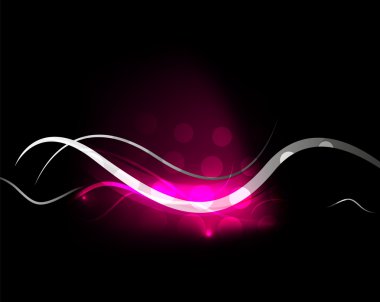 Pink wave elements in dark space with copyspace