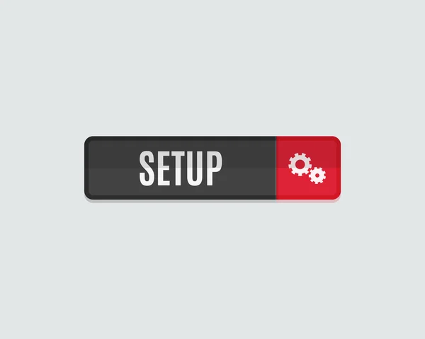 Setup web button, gear icon, flat design — Stock Vector