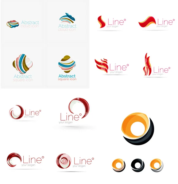 Set of swirl, wave lines, circle logo icons — Stock Vector