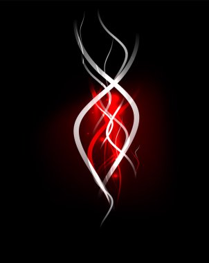 Red wave in dark space, dynamic energy background with copyspace