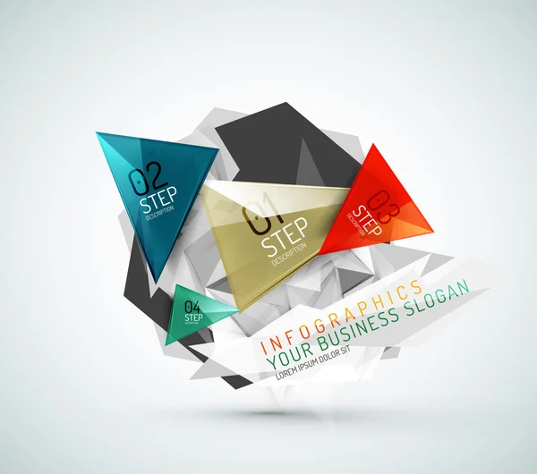 Infográficos de papel moderno em forma de triângulo — Vetor de Stock