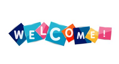 Welcome word on color square