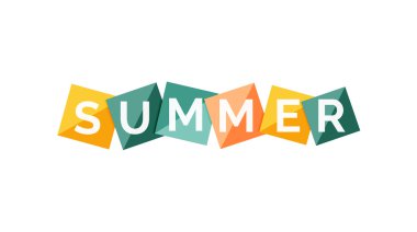 Word concept on color geometric shapes - summer