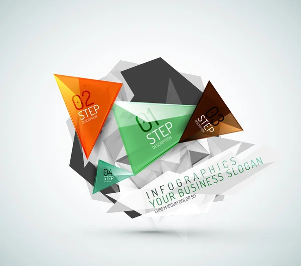 Infográficos de papel moderno em forma de triângulo — Vetor de Stock