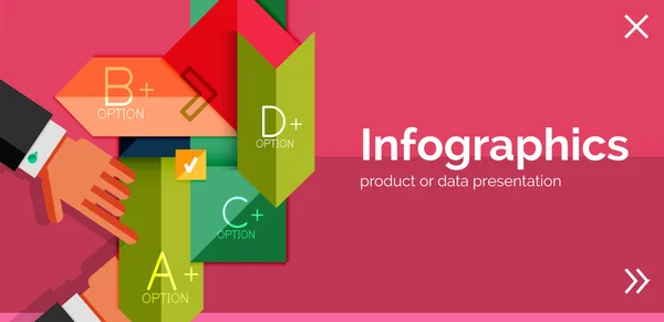 Инфографический плоский баннер с руками — стоковый вектор