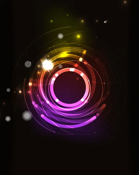 Glowing circle in dark space — Stock Vector