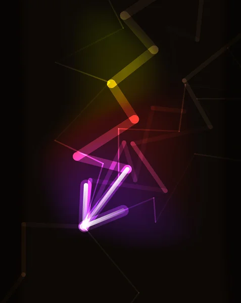 Glowing arrow in dark space — Stock Vector