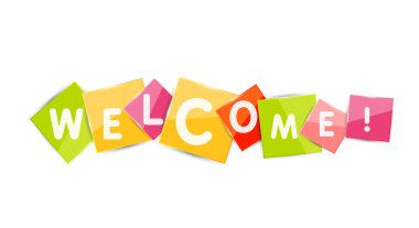Welcome word on color square