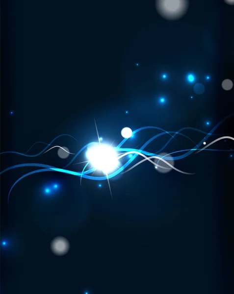 Glowing flowing waves and stars — Stock Vector