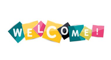 Welcome word on color square
