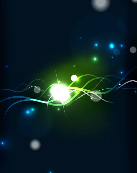 Glowing flowing waves and stars — Stock Vector