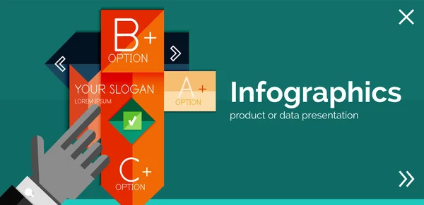 Infographic επίπεδη σχεδίαση πανό με τα χέρια — Διανυσματικό Αρχείο
