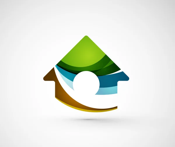 Abstracte geometrische bedrijf logo huis, — Stockvector