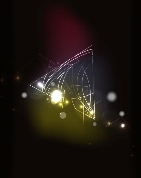 Éléments lumineux dans l'espace sombre — Image vectorielle