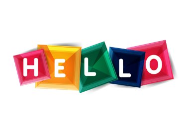 Hello word button banner or squares clipart
