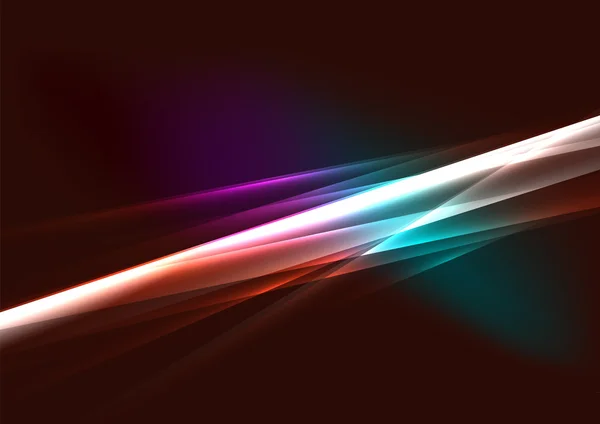 Lignes lumineuses abstraites de couleur dans l'espace sombre avec des étoiles et des effets de lumière — Image vectorielle