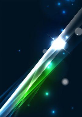 Satırları yıldız ve ışık efektleri ile karanlık uzayda parlayan renk