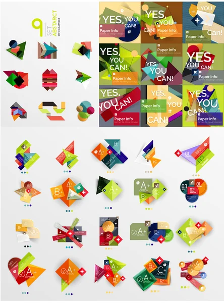 Färgglad abstrakt geometrisk layouter, mega collection — Stock vektor