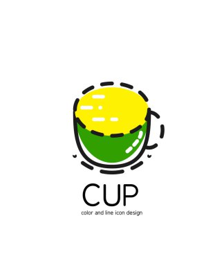 Color line icon for flat design. Cup
