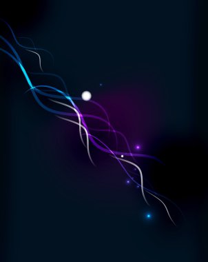 Dalgalar ve yıldızlarda karanlık alan akan parlayan