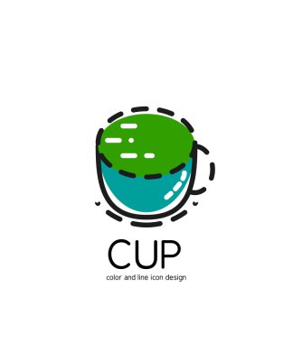 Color line icon for flat design. Cup