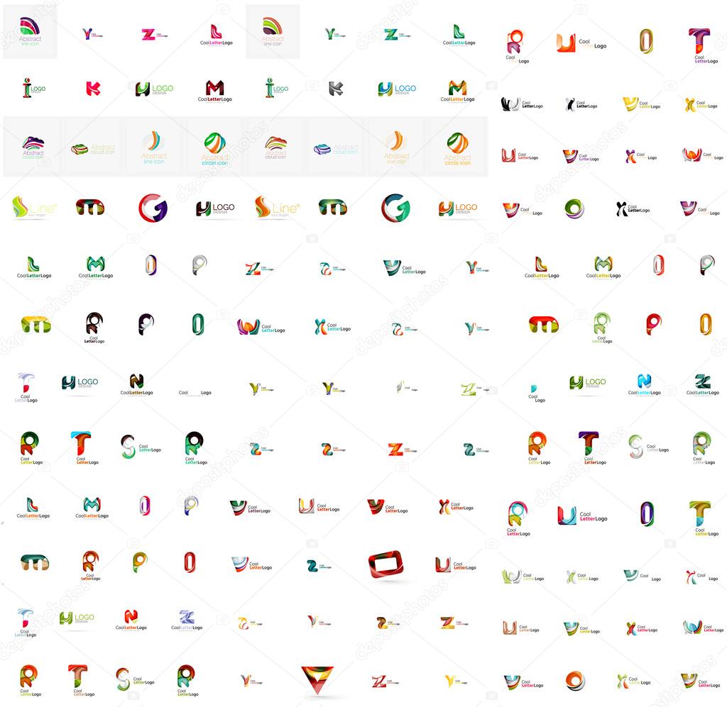 Mega set of geomeric company logos. Corporate business branding design elements