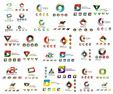 Evrensel küme soyut logoları. İş, app, web tasarım sembolü şablonu