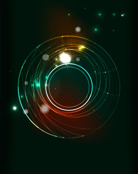 Cercle lumineux dans l'espace sombre — Image vectorielle