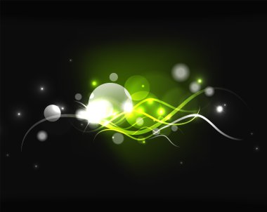 Parlak parlak kabarcıklar ve karanlık uzayda yıldız