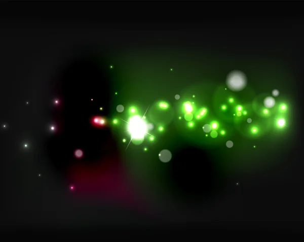 发光发亮的泡沫和星星在黑暗的空间 — 图库矢量图片
