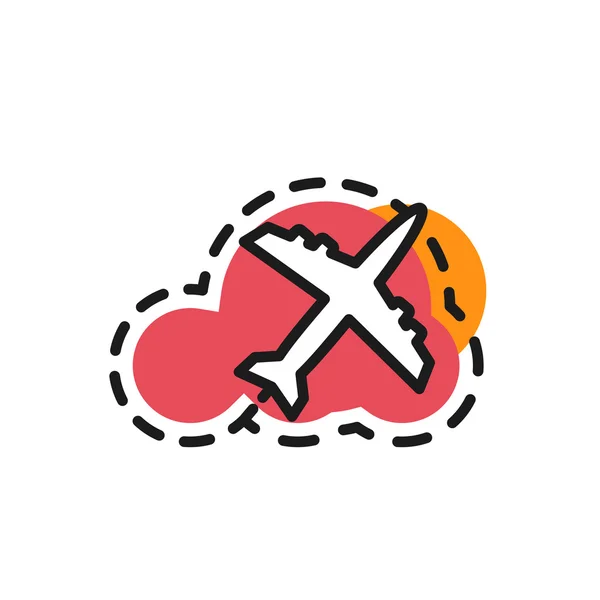 Color line icon for flat design. Airplane, flight — ストックベクタ