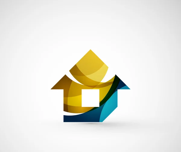 Abstrakta geometriska företagslogotyp hem, hus, byggnad — Stock vektor
