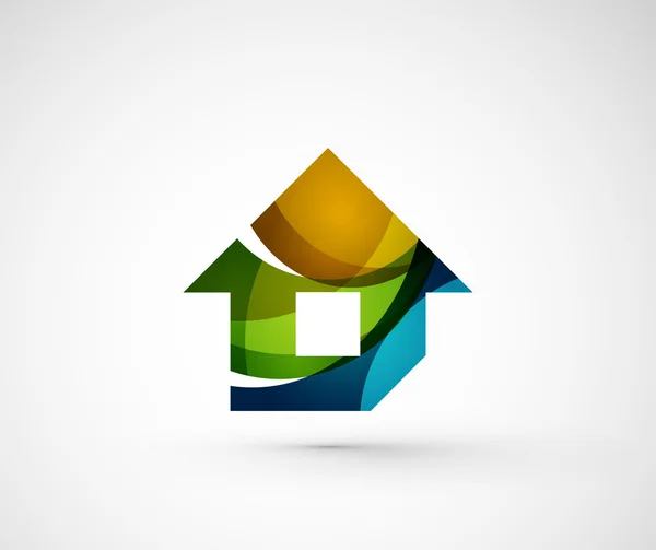 抽象的な幾何学的な会社のロゴの家、家、建物 — ストックベクタ